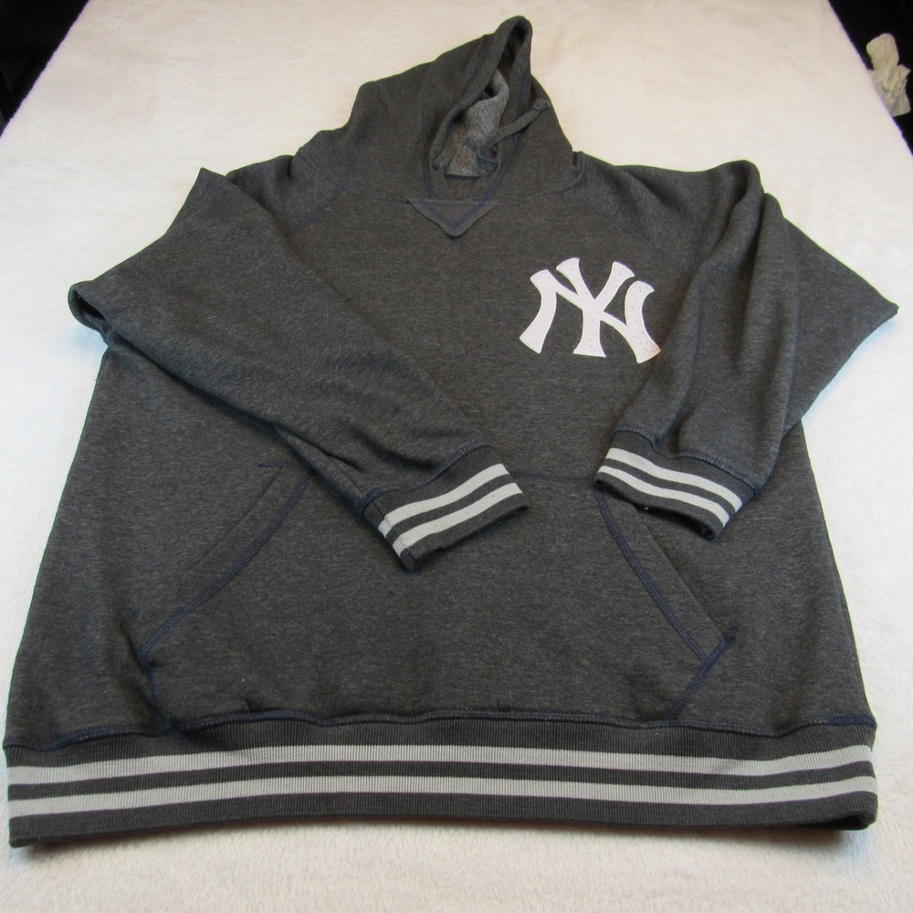 Stitches Hoodie Mens Large Gray MLB New York Yankees Pullover Raglan